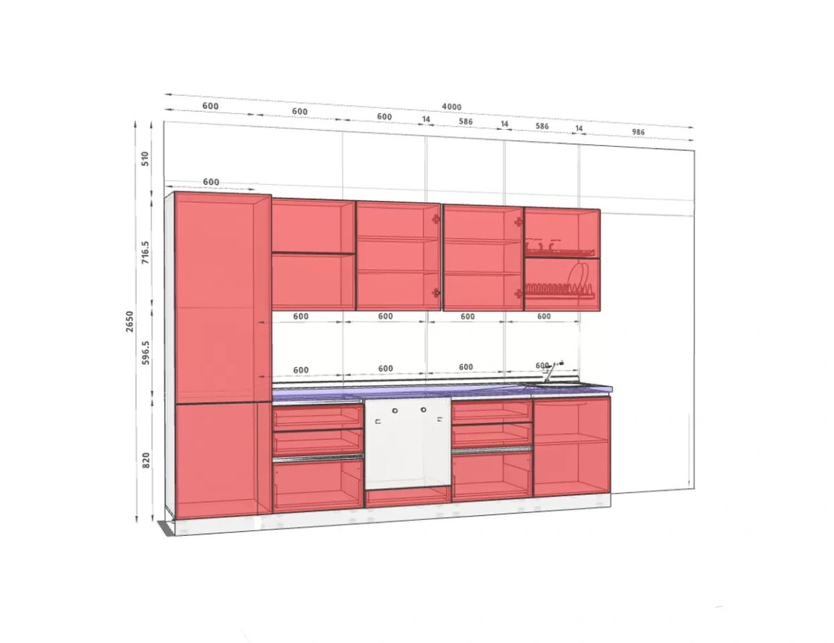 Кухня прямая, фасад  глянец, коричневый