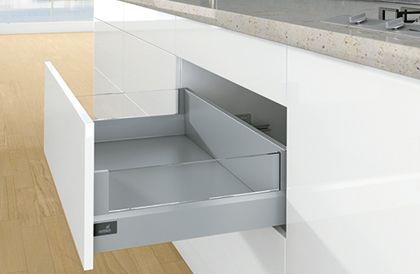 Комплект короба arcitech с des ignside, с соед.зад.стенки, nl650, h186/94, цвет серебристый 9150713 Hettich