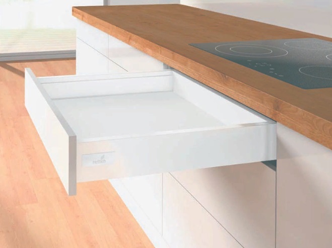 Комплект ящика Hettich InnoTech Atira, полное выдвижение, H70, NL260, Push to open, белый, арт. 9336651