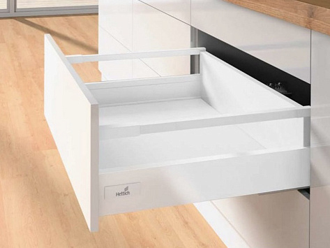 Комплект ящика Hettich InnoTech Atira, полное выдвижение, H144, NL300, Push to open, белый, арт. 9336660