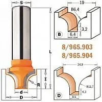 Фреза CMT радиусная R=6,35 (Псевдофиленка) S=12 D=19x13 R=6,35