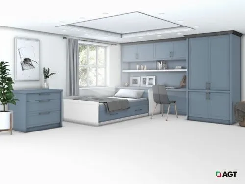Фасады для кухни AGT 736 Голубой шелк soft touch 736 18 мм фото 3