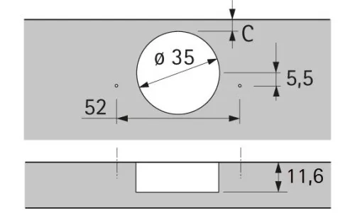 Петля sensys 8657i, угол 165°, чашка th52 d35, средняя стенка, b3 9099550 Hettich фото 5