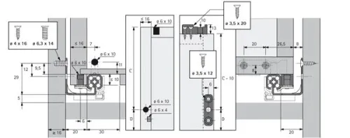 Направляющая quadro 22 hd, 22 кг, nl350, частичного выдвижения, eb20, правая 9105624 Hettich фото 2
